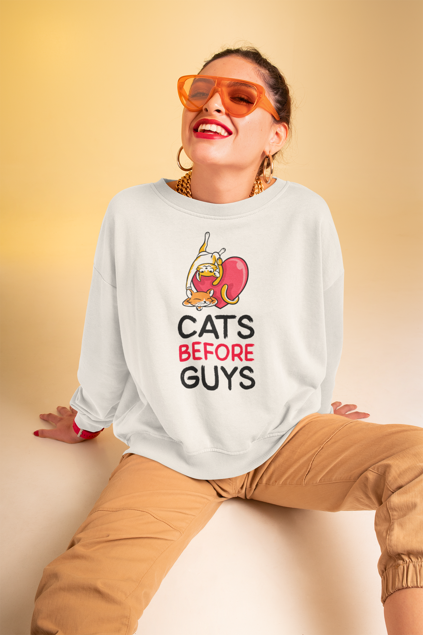 "Cats before Guys" Unisex Sweatshirt