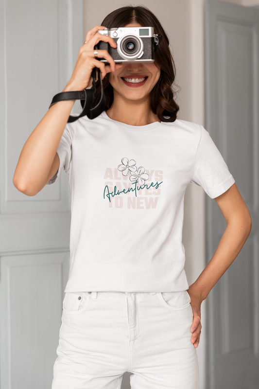 "Always say yes to new adventures" Flower design t-shirt