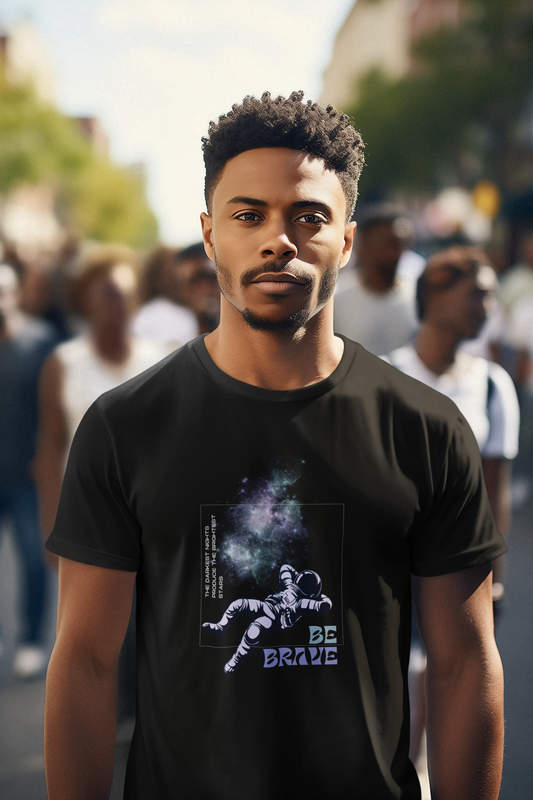 Camiseta espacial: manga corta, diseño de astronauta, camisa ajustada para hombre, estilo moderno para