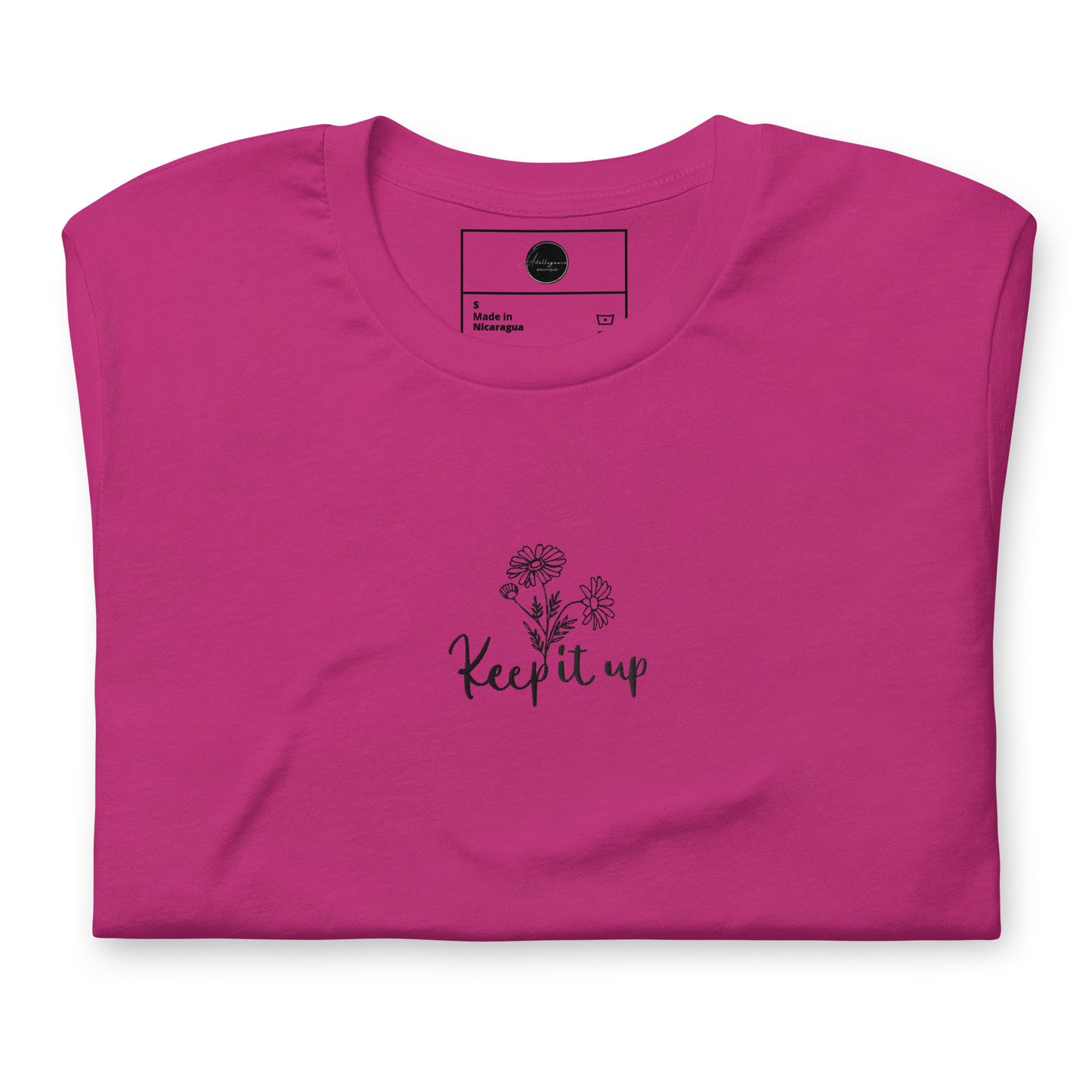 " Keep it up " Botanical Handwriting Affirmation Embroidered T-Shirt