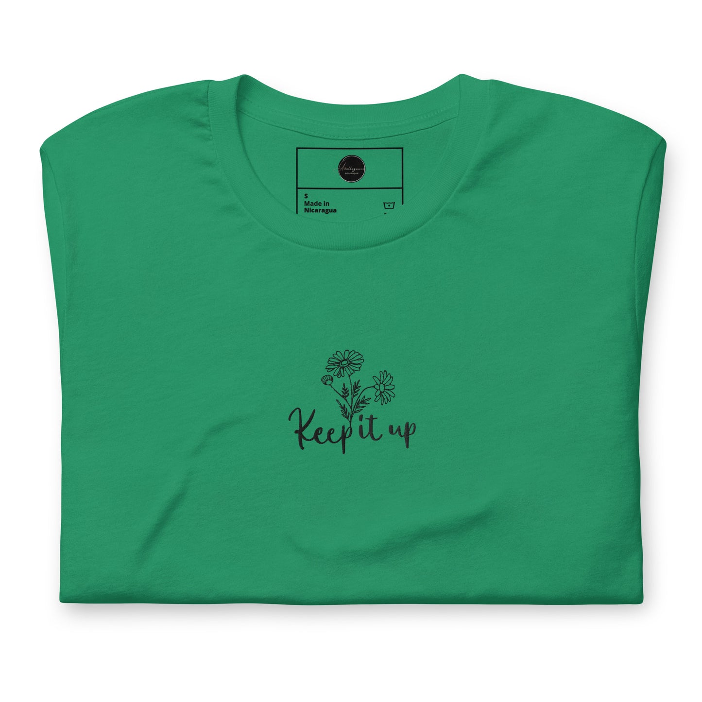 " Keep it up " Botanical Handwriting Affirmation Embroidered T-Shirt