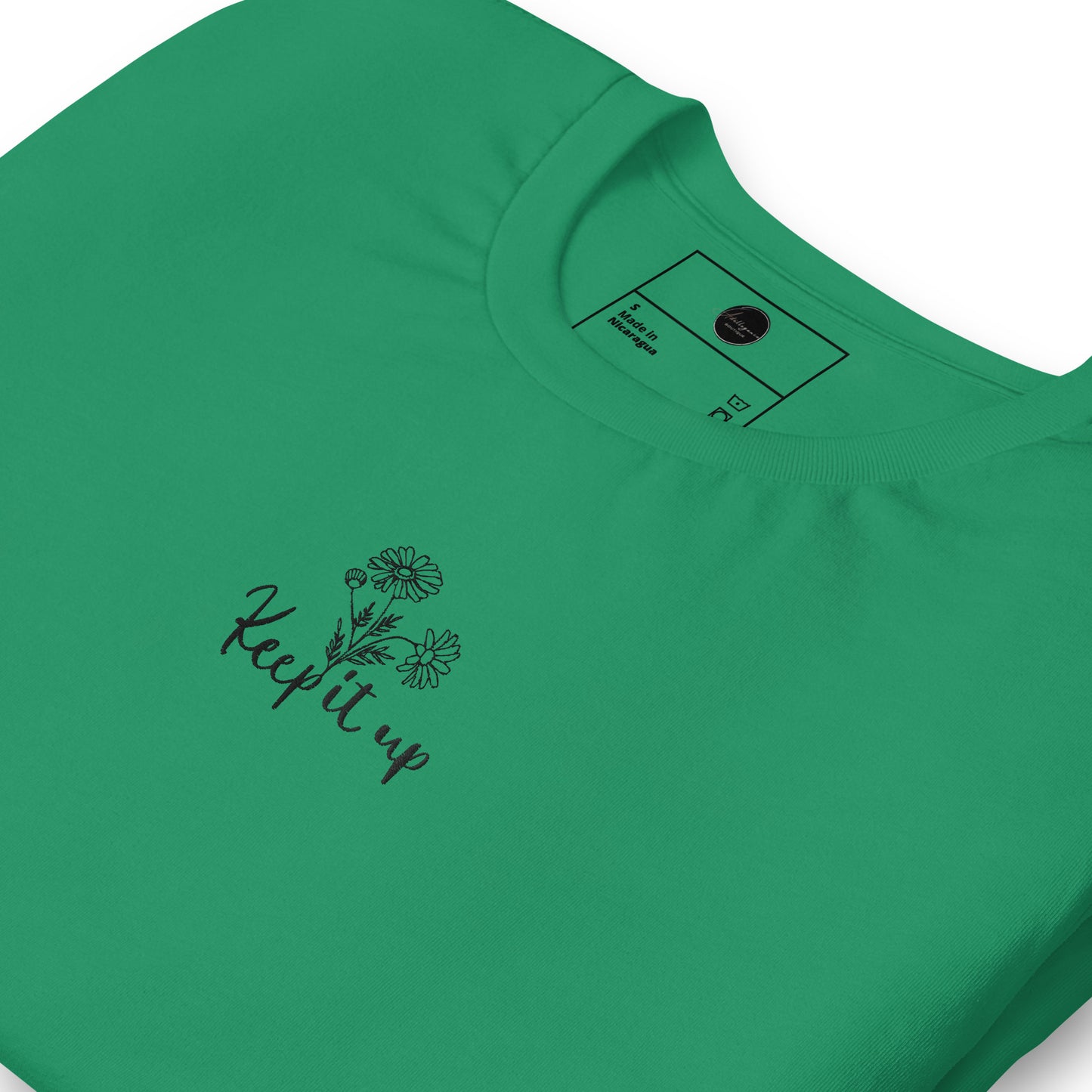 " Keep it up " Botanical Handwriting Affirmation Embroidered T-Shirt