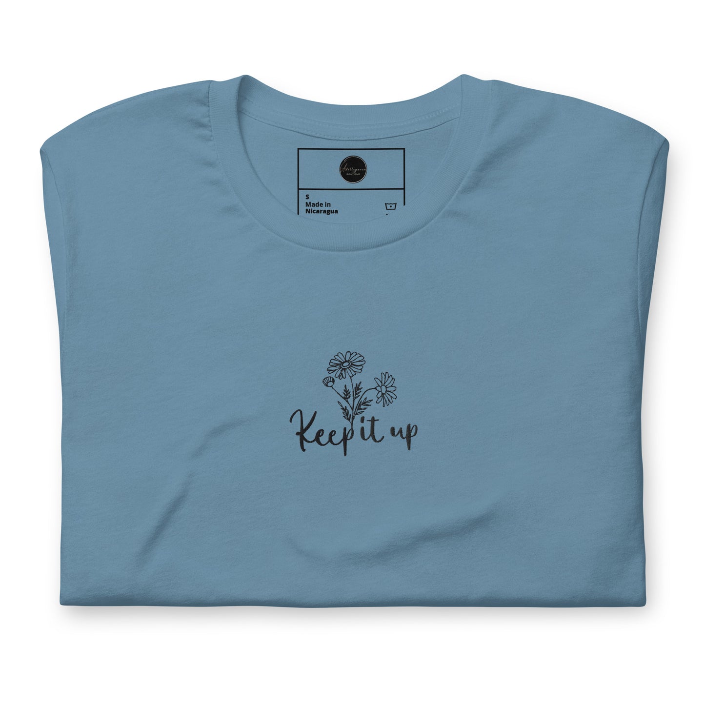 " Keep it up " Botanical Handwriting Affirmation Embroidered T-Shirt