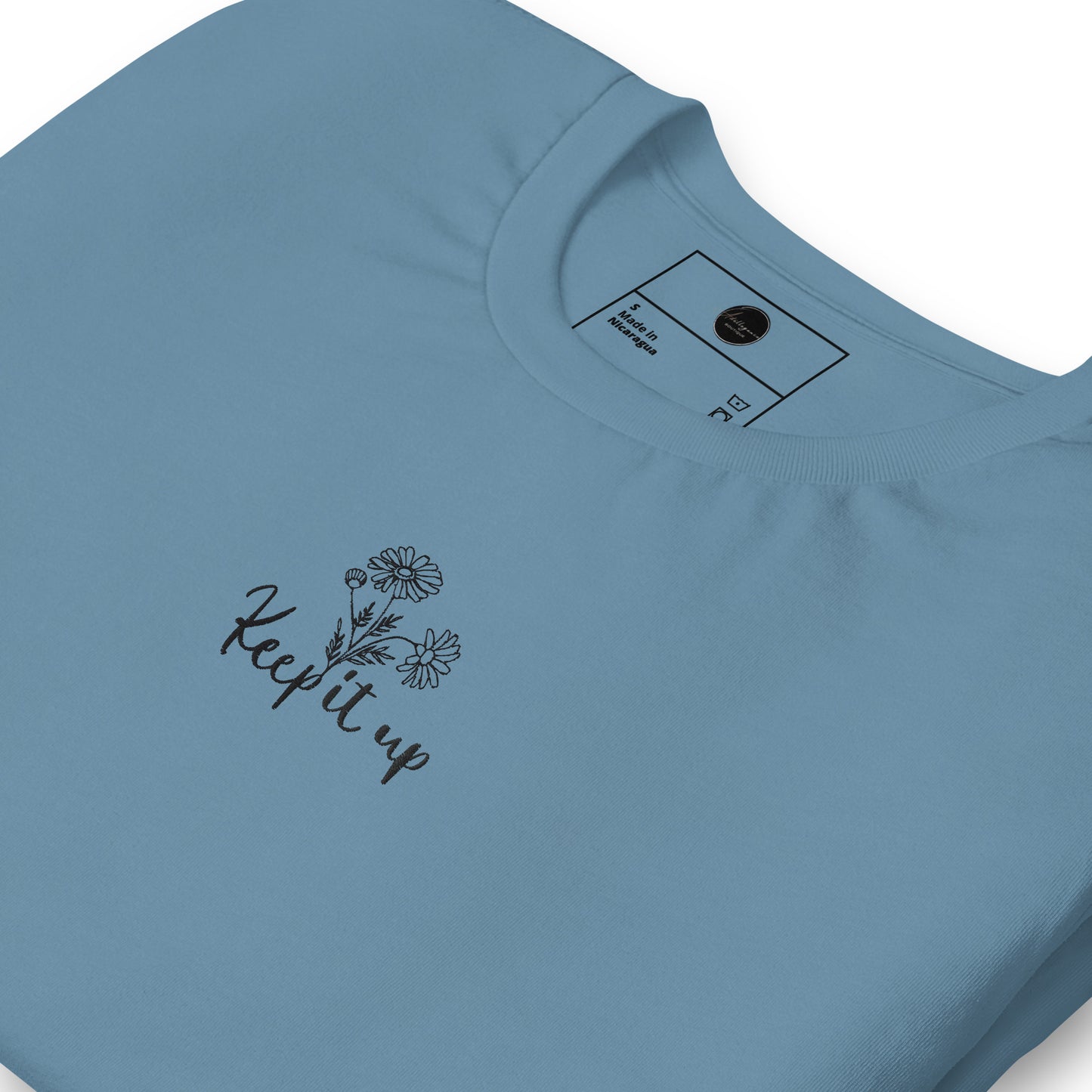 " Keep it up " Botanical Handwriting Affirmation Embroidered T-Shirt