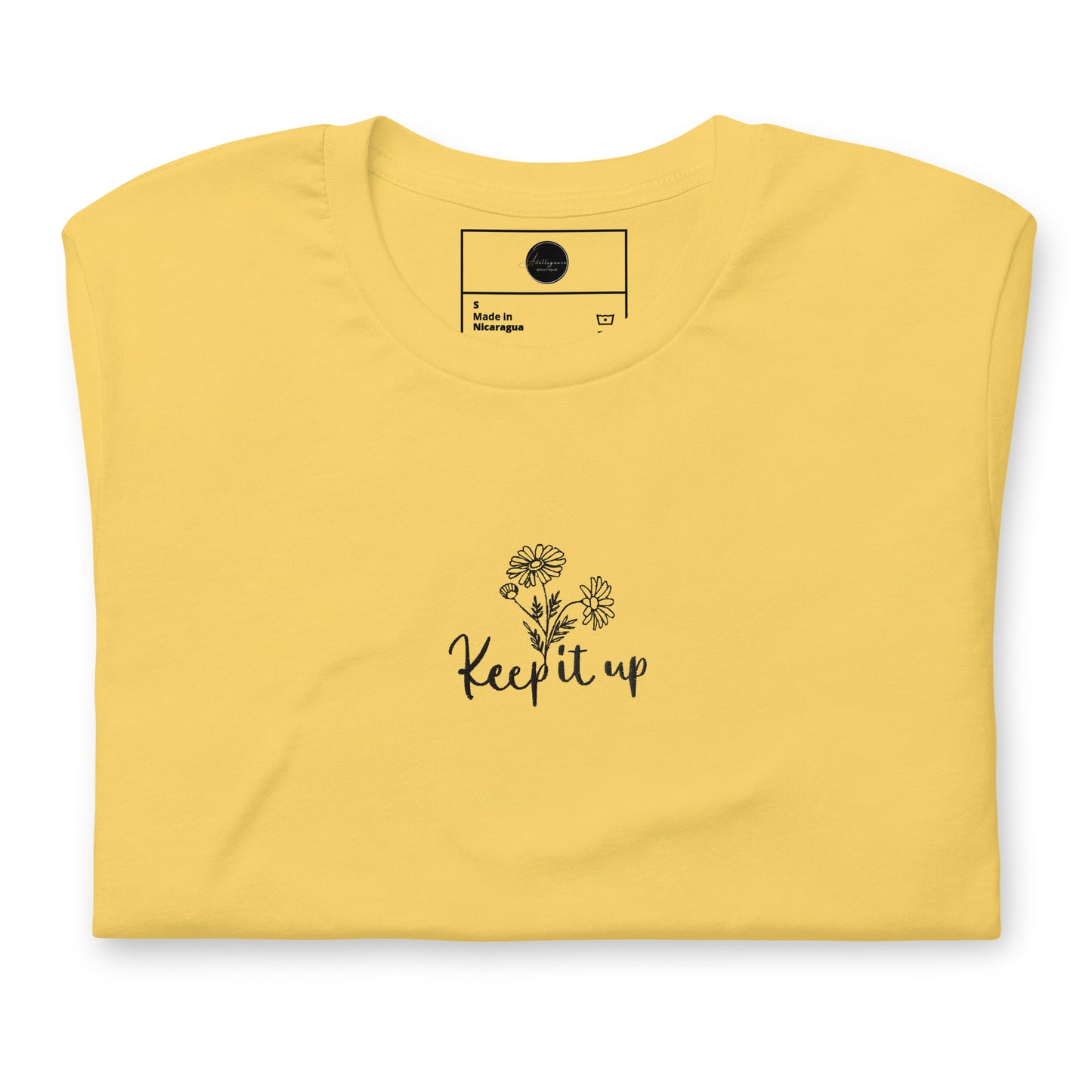 " Keep it up " Botanical Handwriting Affirmation Embroidered T-Shirt